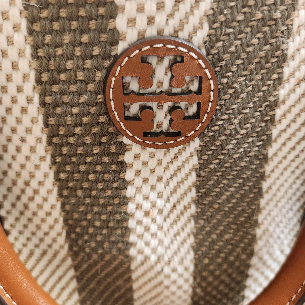 Tory Burch Blake Jumbo Striped Tote Grove Green - Picture 12 of 14